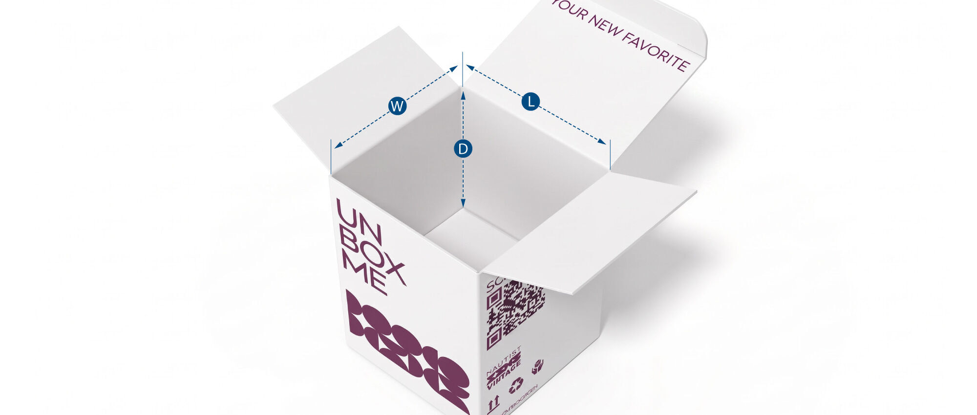 Product box with dimensions